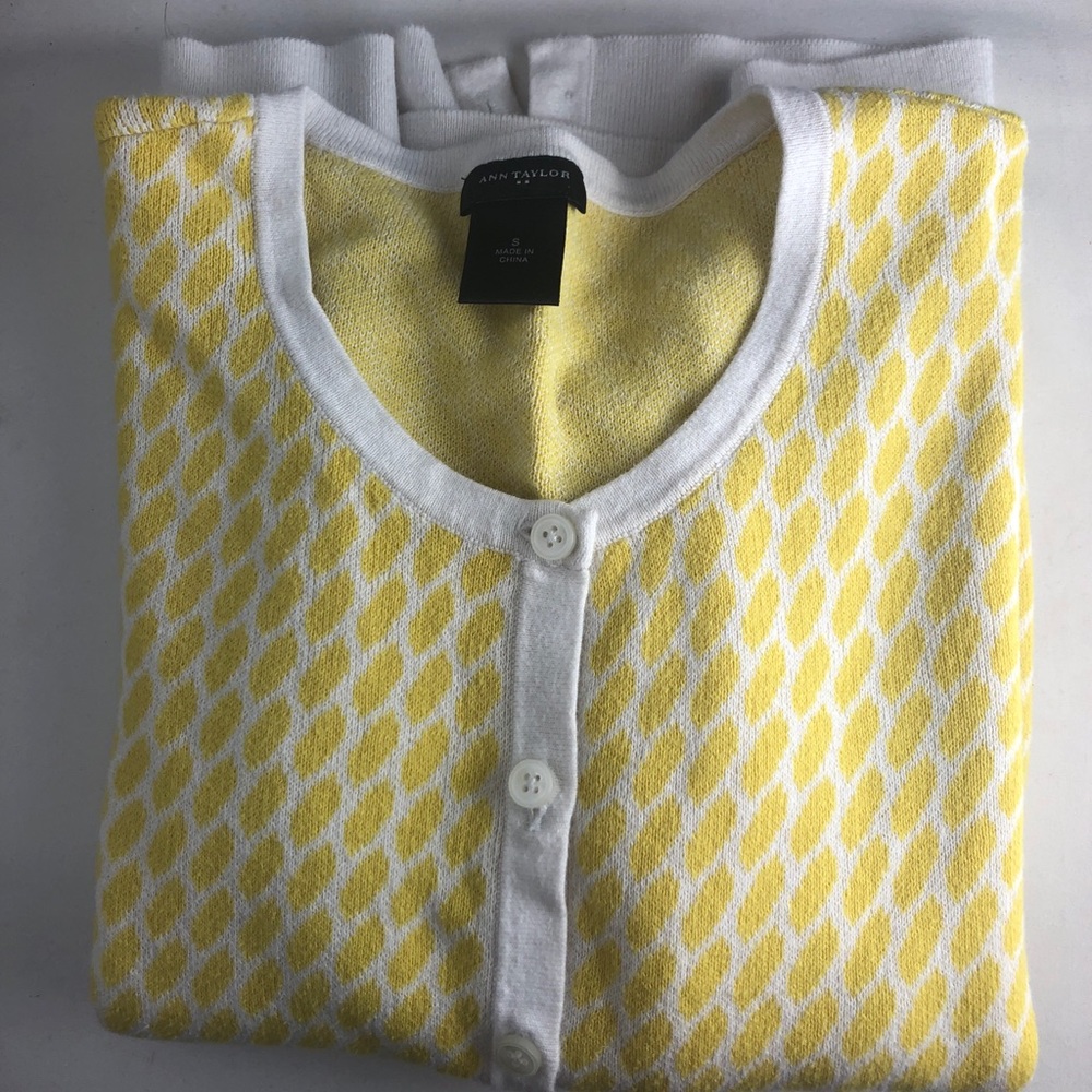 Yellow and white cropped cardigan